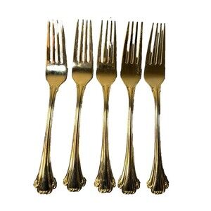 FB Rogers Golden‎ Plated Electroplate American Chipendale Flatware 5 Dinner